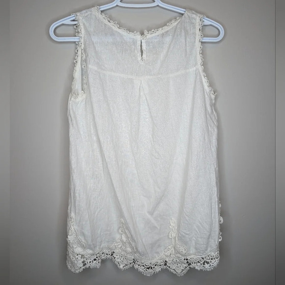 Bellambra Italian 100% Linen White Lace Detail Sleeveless Blouse Women Small - Picture 2 of 11